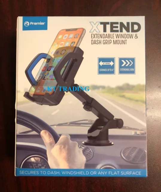 Premier XTEND Car Window Dash GRIP MOUNT Phone/GPS Holder w/ Extendable Arm BLUE