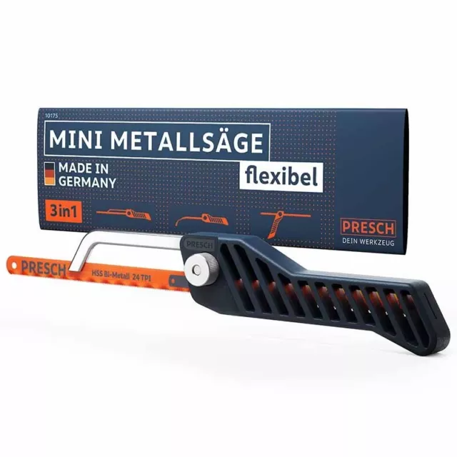 Presch Mini Metallsäge Flexibel 300mm - 3in1 Bügelsäge inkl. Metallsägeblatt