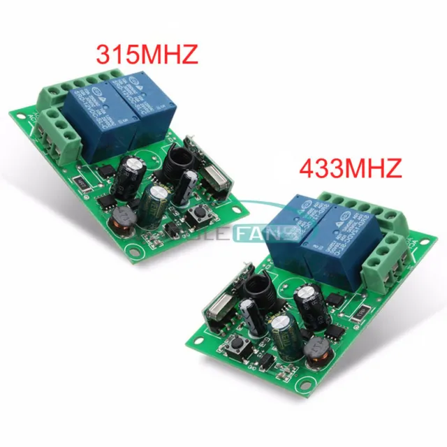 315 MHz/433 MHz 2Ch relais RF télécommande récepteur 110-220V 2