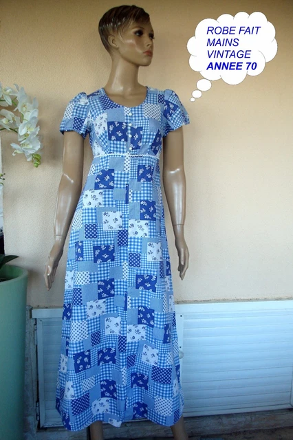 Robe D'été Vintage à Carreaux Noir Et Blanc - Boutonnée Devant, Taille M (36/38/40)