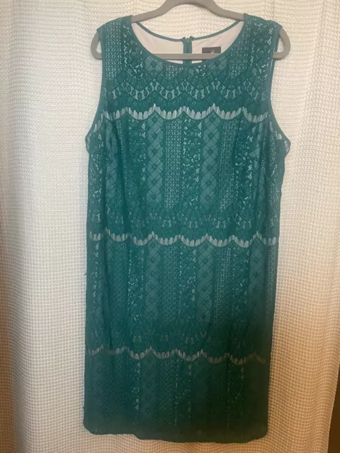 ADRIANNA PAPELL Plus Size 18W Dress Green Lace Sleeveless