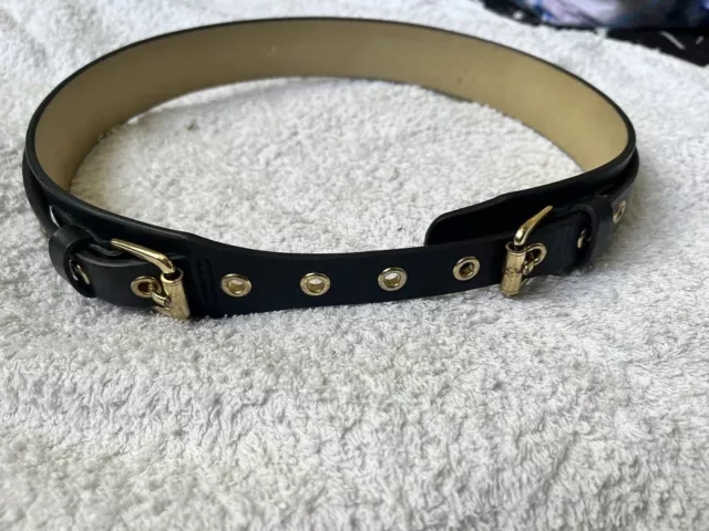 Marc’s Black Leather And Brass/gold Buckle Waist Belt