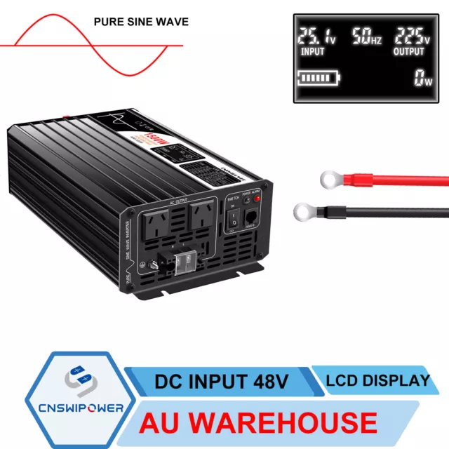1500W Pure Sine Wave Inverter 48V 240V Remote Control DC to AC Car Power Invert