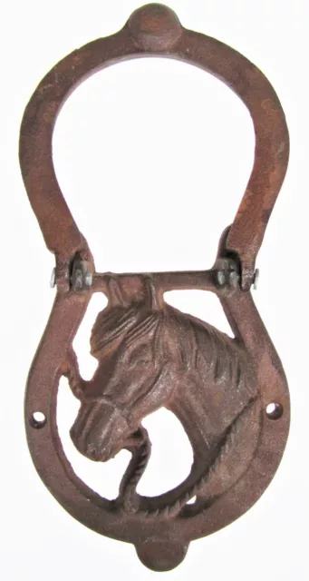 Door Knocker Horse Lucky Horseshoe Western Farm Ranch Rustic Cast Iron 2