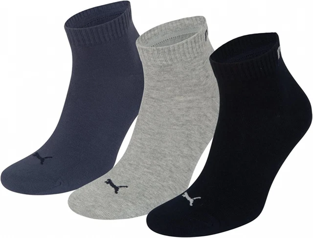 PUMA Quarter Chaussettes un quart (3 paires) - mix Large, Marine Gris Bleu