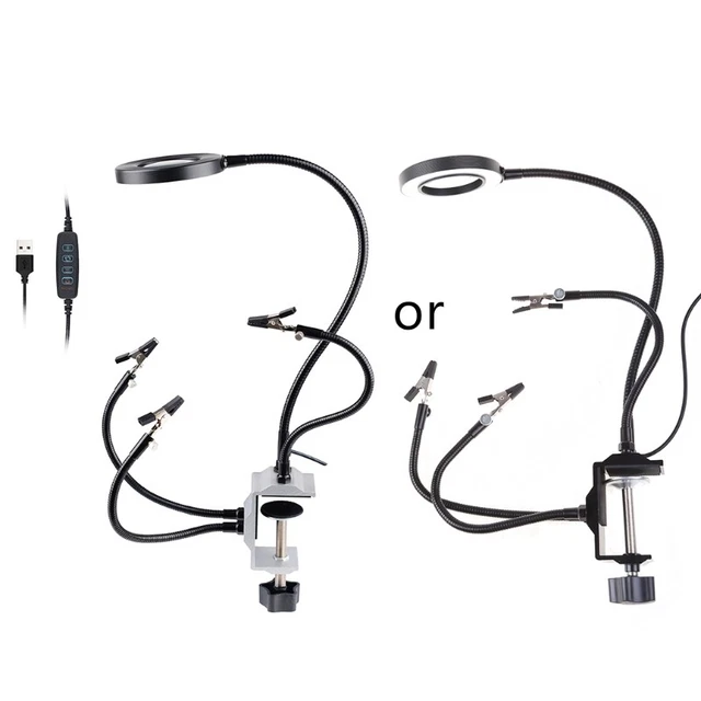 Terza Mano Per Saldatura Con Lente D'ingrandimento 3X - Supporto Regolabile Per Circuiti, Hobby E Elettronica