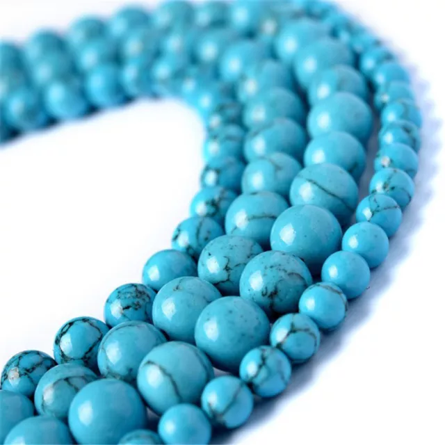 1 Strand Rund Blau Türkis Stein Edelstein Runde Spacer Lose Perlen 4/6/8/10/12mm