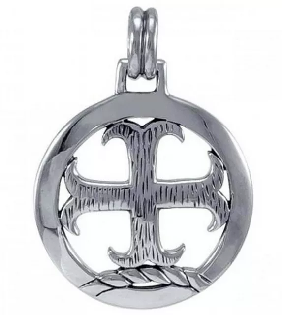 Peter Stone 925 Silber Tatzenkreuz Anhänger Tempelritter Templar  Lederband