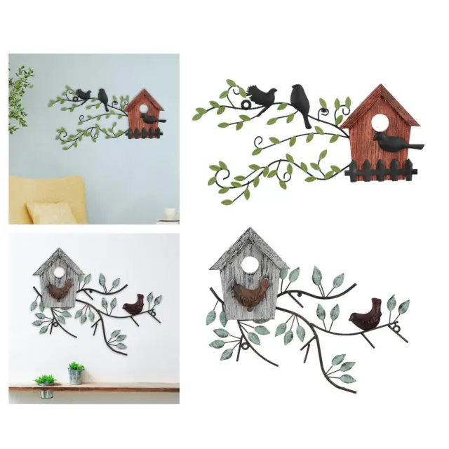 Metall-Vögel-Wanddekoration, Vogelhaus-Wandkunst, Ornament für den