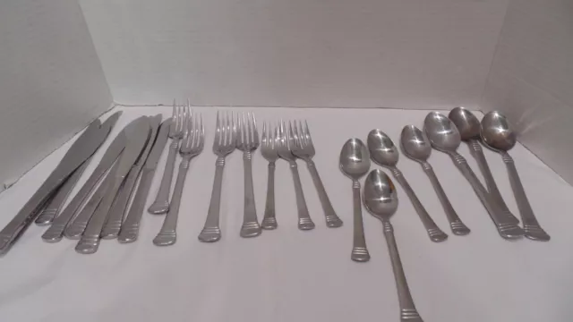 Cambridge Codie Frost Satin 23 Piece Assorted Stainless Flatware EUC