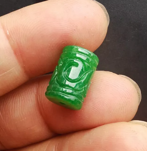 Circular column Dread green Jade stone,carving jade,Dreadlock,Hair bead link