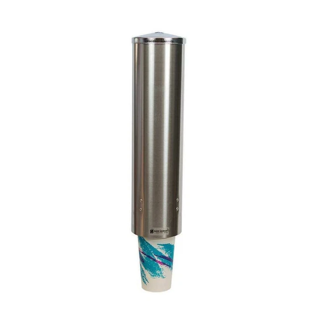 San Jamar C3450SS Large Stainless Pull-Type Water Cup Dispenser