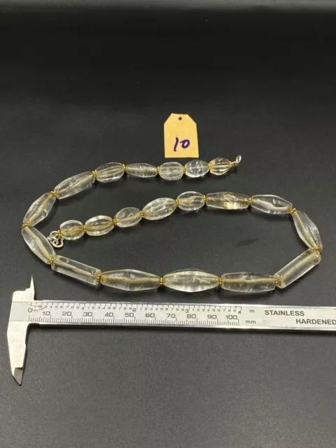old antique ancient beautiful crystals quartz beads necklace from Burma original 9