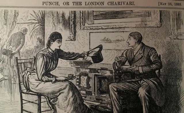Punch Cartoon 1889 Antique Original Rare VHTF Etch Fashion Mens Hats Aesthetics