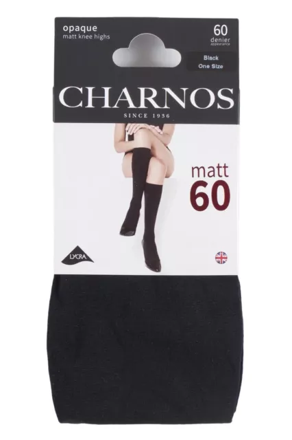 Charnos Ladies 60 Denier Matt Knee Highs Women's Stockings in Black 1 Pair Pack 2