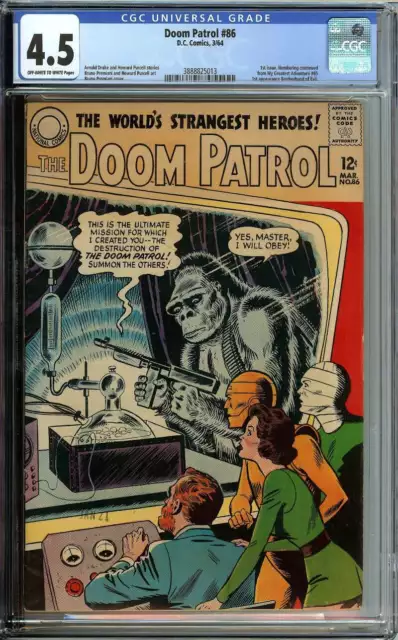 Doom Patrol #86 Cgc 4.5 Ow/Wh Pages // 1St App Brotherhood Of Evil 1964