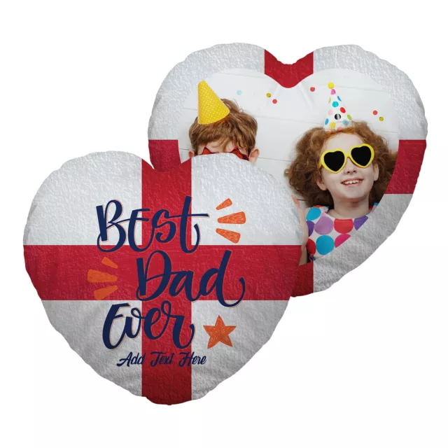 Personalizado Corazón Cojín Inglaterra Euros Best Dad Ever Diseño Padre Día De