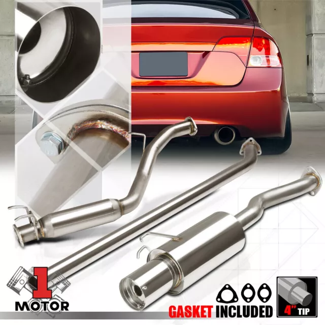 Stainless Steel Catback Exhaust System 4" Muffler Tip for 06-11 Honda Civic 1.8