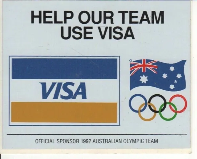 Australian sticker. Visa Official Sponsor 1992 Australian Olympic Team