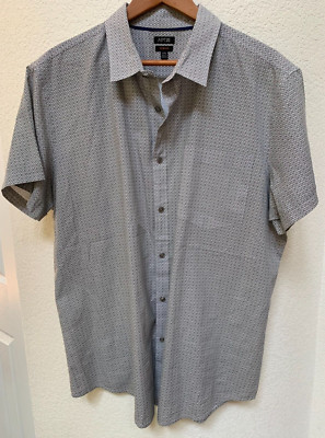Apt. 9 Shirt Mens Slim Fit XXL Button Up Gray Collared Short Sleeve Shirt