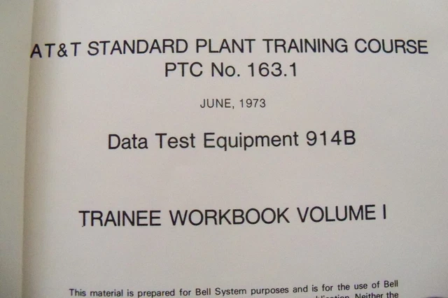 RARE Vintage Bell System Plant Training Course 163.1 Data Test Equip. 914B 1973 3