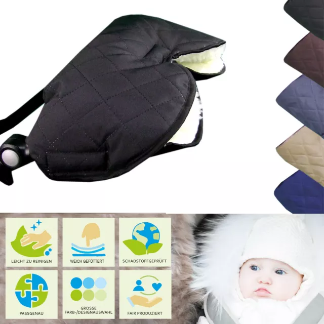 Bambiniwelt Guantes Manguito Calentador de Manos para Carrito Bebé Lana Rombo