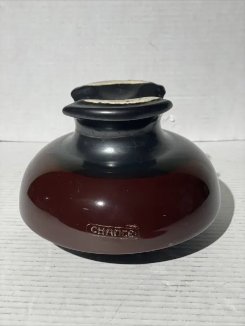 VTG/antique LG BROWN CHANCE PORCELAIN PRODUCTS TELEPHONE POLE ceramic INSULATOR