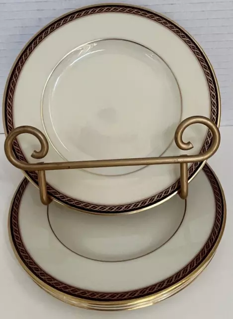 Lenox Presidential Monroe Cream Maroon Gold Trim Bread & Butter Plates Set of 3