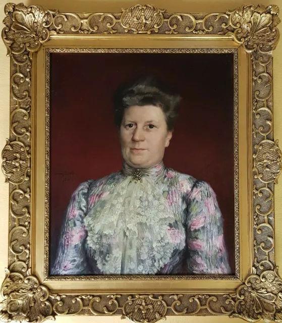 Fanny Brate, Original Ölgemälde Portrait Dame Schweden Carl Larssen, von 1903