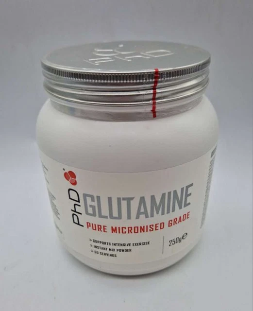 PhD Mikronisiertes Pharmazeutisches L-Glutamin 250g Dose MHD 01/2023.