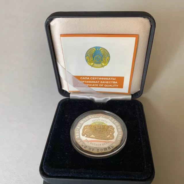 Kazakhstan 500 Tenge 2004 Gold of Nomads - The Golden Deer - Guilded Silver Coin