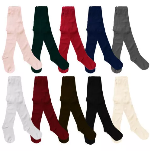 Girls Cotton Rich Nifty Plain School Tights  Ages 0 - 12 Years Assorted Colours 2