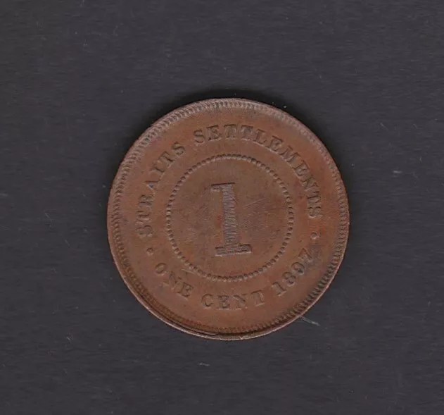 1897 Straits Settlements Ein-Cent-Münze In Gutem Sehr Feinem Zustand.