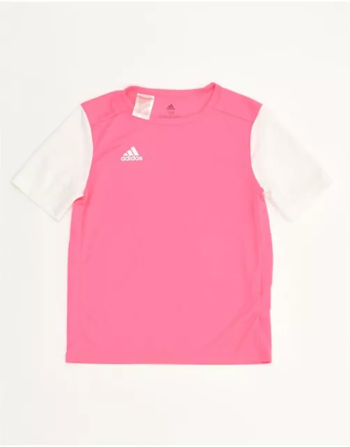 ADIDAS Girls T-Shirt Top 11-12 Years Pink Colourblock Polyester AL13