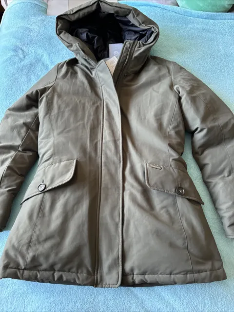 WOOLRICH Khaki Down/Feather Gleeley Parka Coat Jacket Size S NEW RRP£650