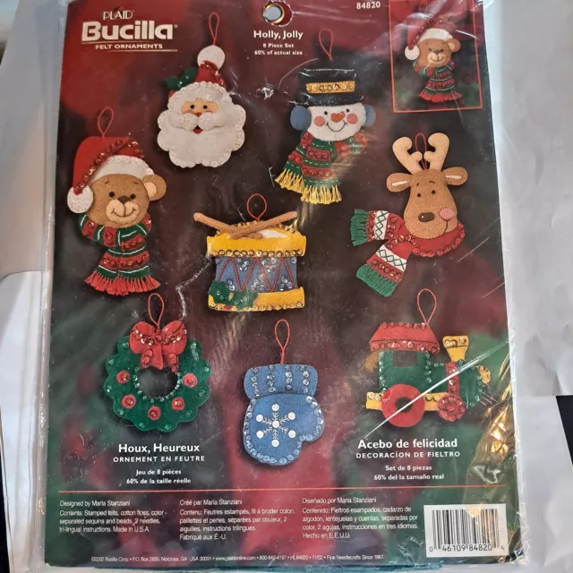Plaid Bucilla Holly Jolly Set 8 Christmas Felt Ornaments Kit #84820 New B