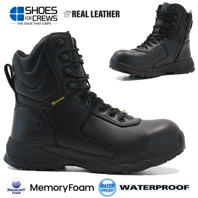 Mens Leather Waterproof Zip Up Safety Steel Toe Cap Work Ankle Boots Shoes Size