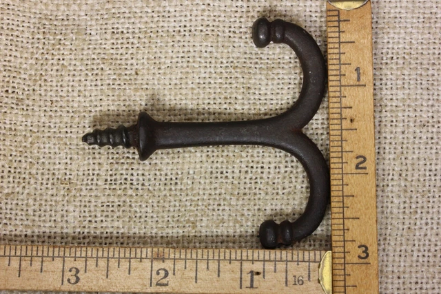 2 Old Coat Hooks Under Shelf Mug Hangers Farmhouse Vintage 1880’s Rustic 2 5/8" 5
