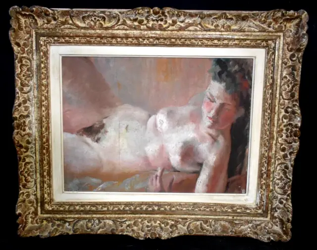 Nude female oil painting French school signed 20th century