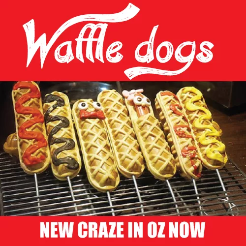 Waffle Dogs Machine Grill "High Profits" Unique Great Seller Dog Waffles OZ Stoc