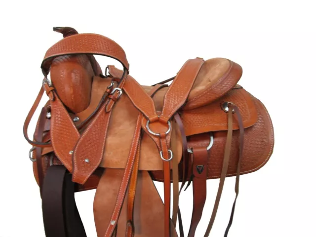 Gaited Western Horse Saddle Pleasure Trail Leather Used Tack Set 15 16 17 18