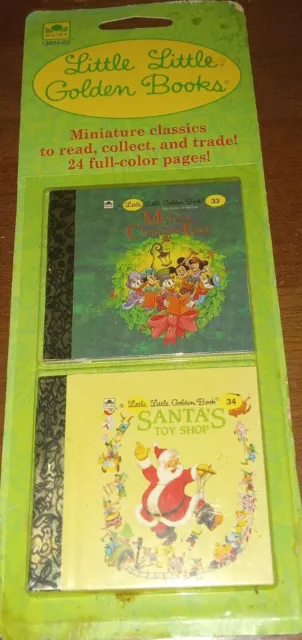 Miniature Little Golden Book Set #33/34 "Mickeys Christmas Carol" Santa Toy Shop