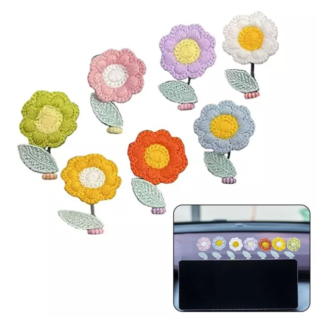 Cadeau amusant et unique 7 pièces tricoté danse fleur voiture décorations pou