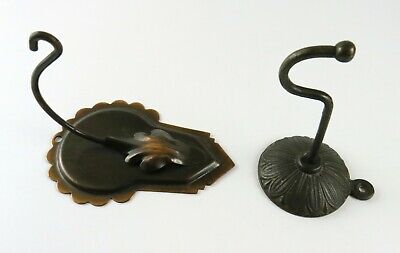 Vintage Brass Flower and Coppertone Curtain Drape Holder Pulls, Mixed Lot of 2