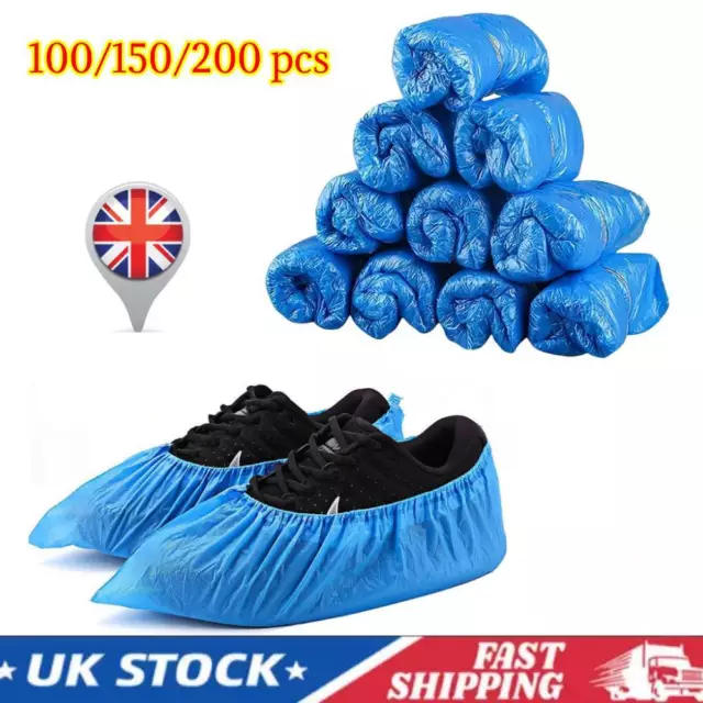 BLUE Shoe PROTECTORS Covers Overshoe DISPOSABLE Plastic Rain WATERPROOF Carpet