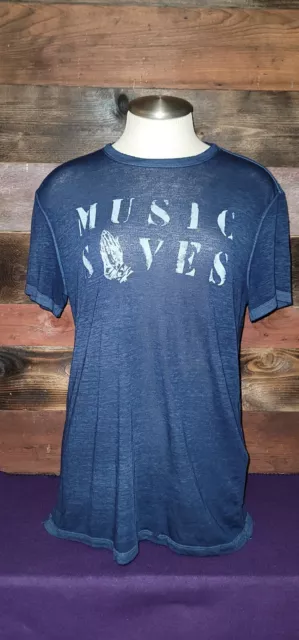 John Varvatos Star USA Men's Music Saves Pray Hands Graphic Crew T-Shirt Indigo