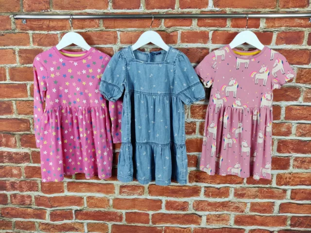 Girls Bundle Age 4-5 Years M&S Gap T-Shirt Dress Set Unicorn Denim Stars 110Cm