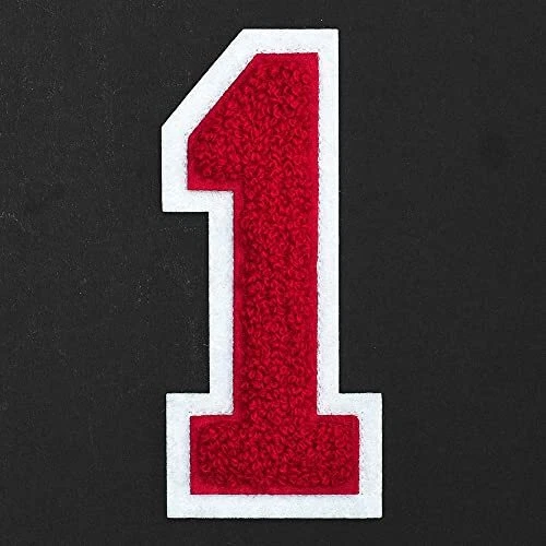 Number 1 - Chenille Embroidery Varsity Iron-On Patch by pc, 4-1/2&quote;,