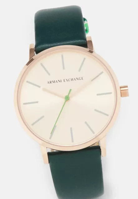 Armani Exchange Montre à Trois Aiguilles en Acier Inoxydable Femme Doré Rose