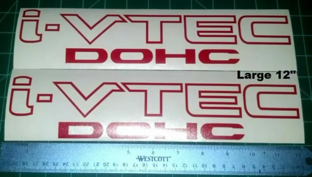 Honda I-Vtec 12inch DOHC Decal Stickers Set of 2 Civic Accord Prelude CRX SI